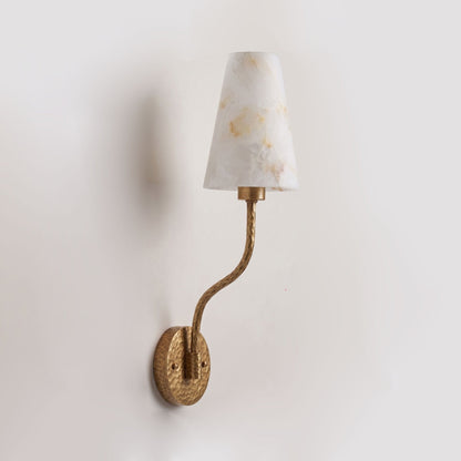 Corwin Hammered Brass Cone Alabaster Sconce