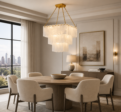 3-Tier Cascading Alabaster Chandelier