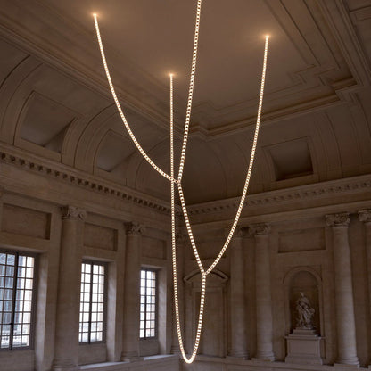 Luxury Long String Necklace Chandelier for Staircase Lobby Villa