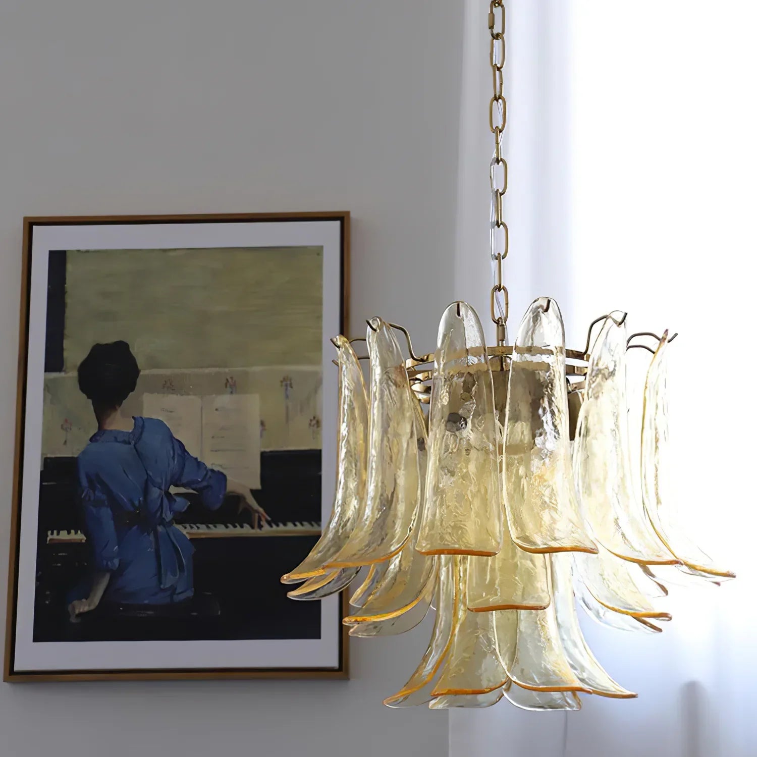 Murano Chandelier hanging in UAE luxury villa