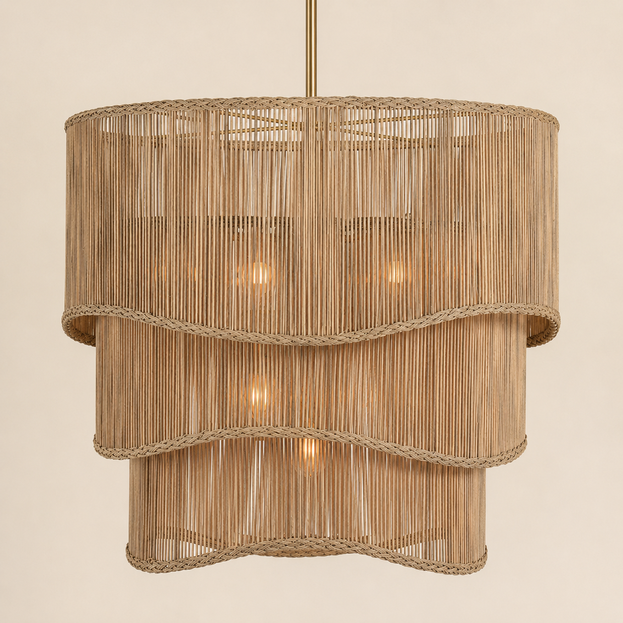 Coastal Hand-Woven Rattan Chandelier