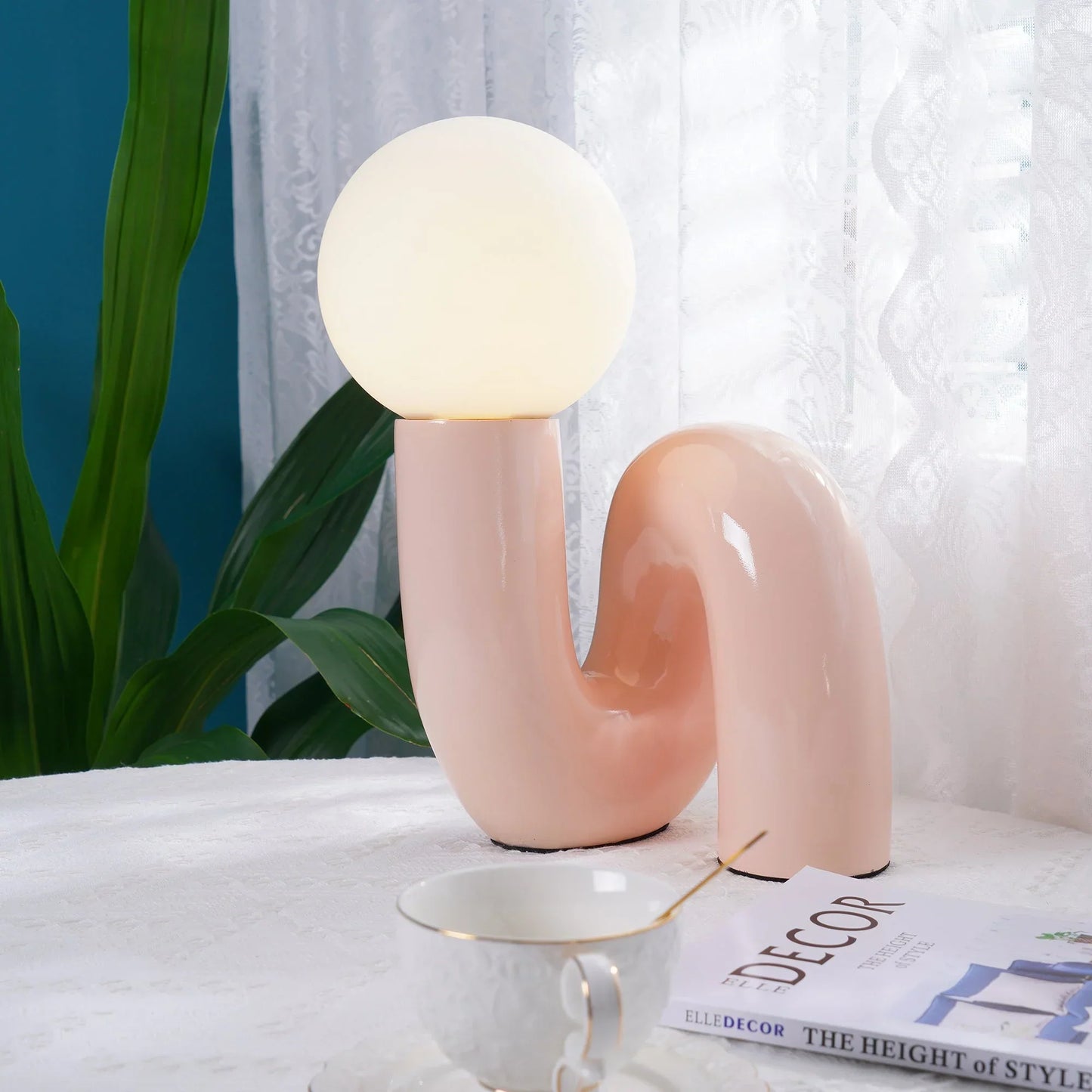 Spiral Glass Table Lamp blue glass spiral detail