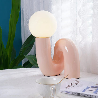 Spiral Glass Table Lamp blue glass spiral detail