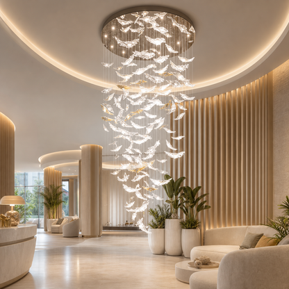 Custom Stained Glass LED Drop Ceiling Chandelier