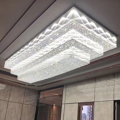 Large Gold Rectangular Crystal LED Luxury Chandelier
