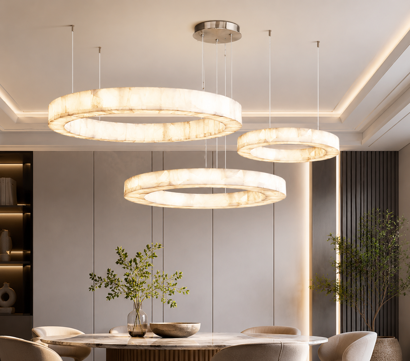 Luxury Spanish alabaster chandelier in a modern interior