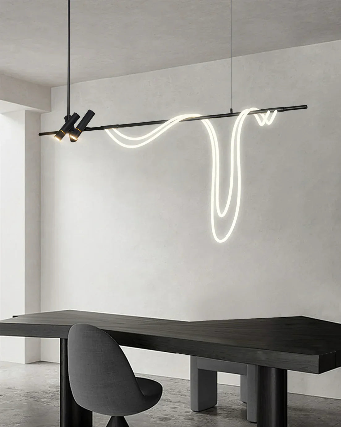 Tracer Chandelier cool light version hanging detail