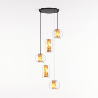 Alabaster Glass Cylinder Pendant Light