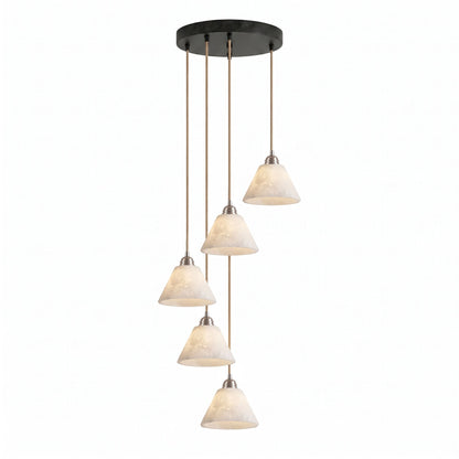 Conical Alabaster Brass Pendant Lamp