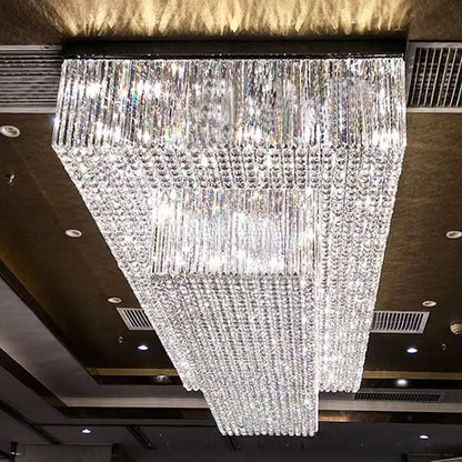 Large Gold Rectangular Crystal LED Luxury Chandelier