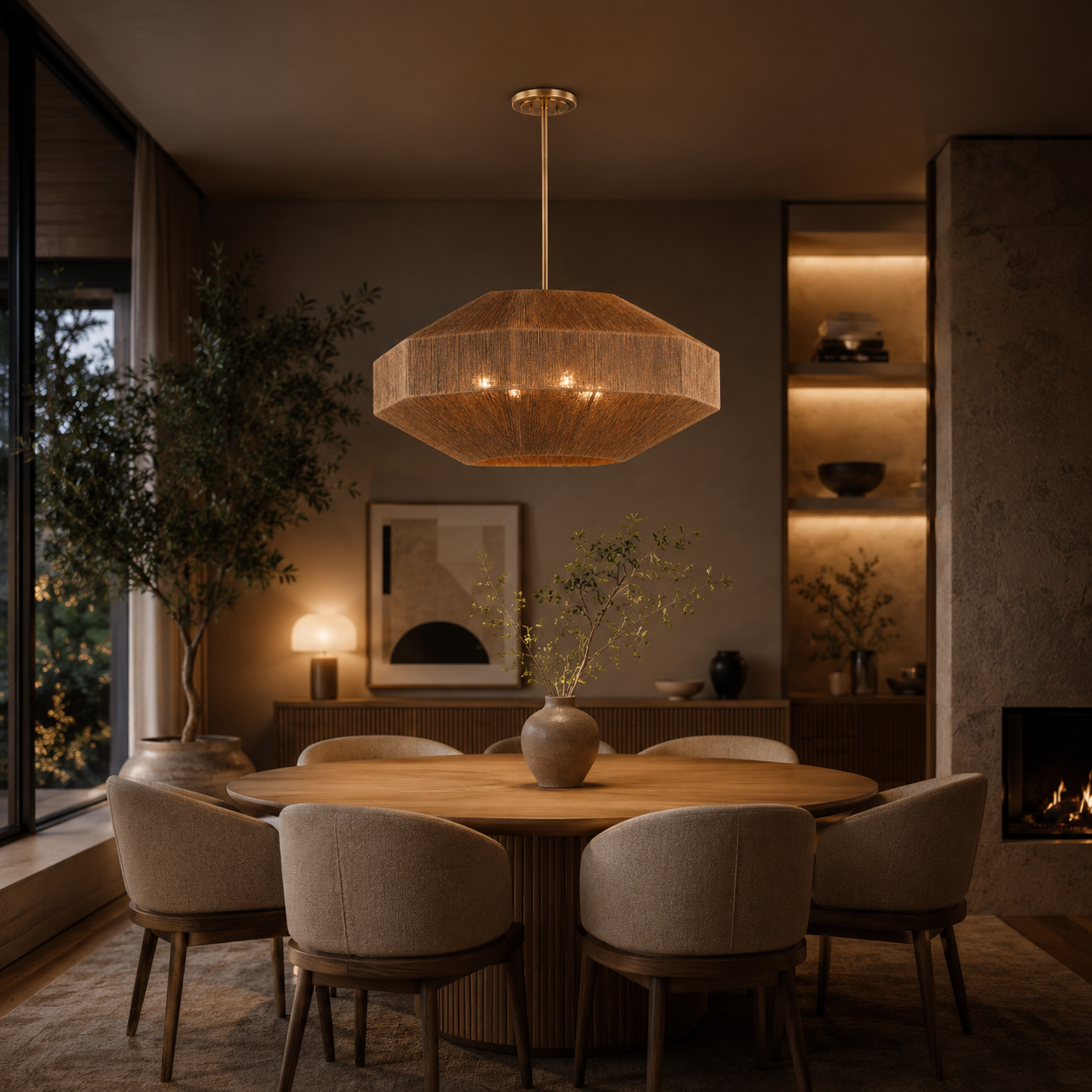 Wabi-Sabi Rattan and Jute Pendant Light