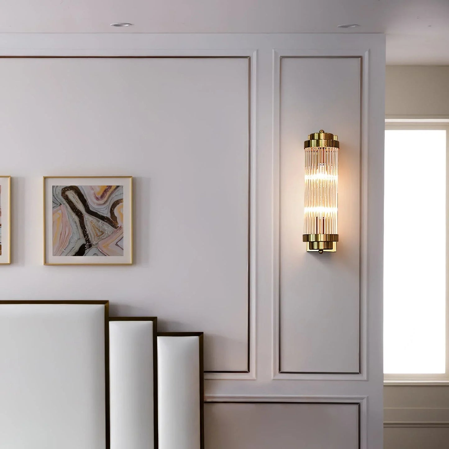 Pillar Offset Wall Lamp warm glow UAE hallway