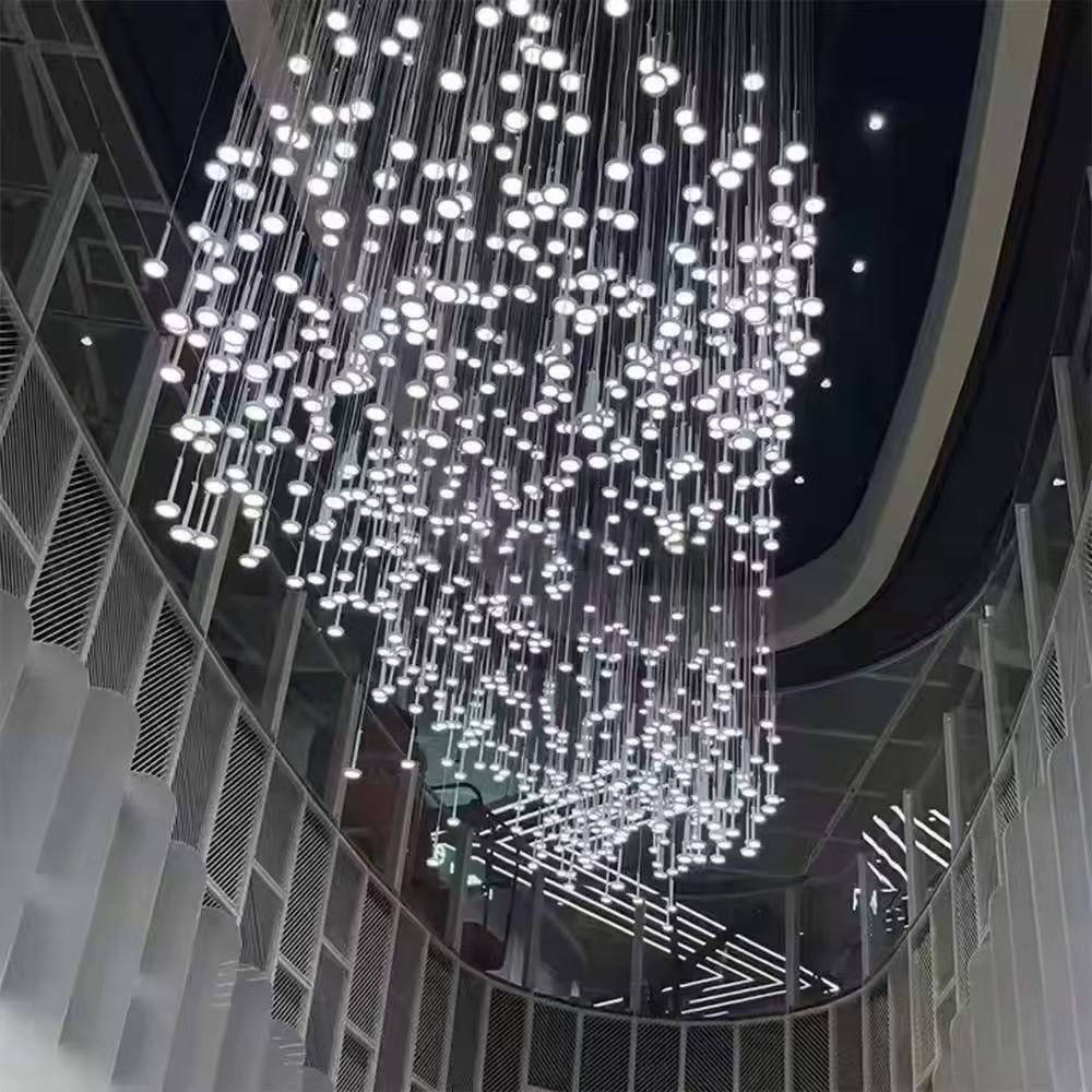 Custom White Acrylic LED Dot Hanging Chandelier