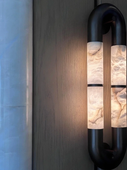 The Volterra Dual-Crescent Alabaster Sconce