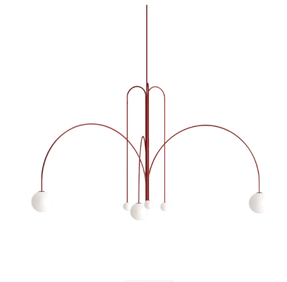 Organic art glass branch chandelier with wide sculptural frame