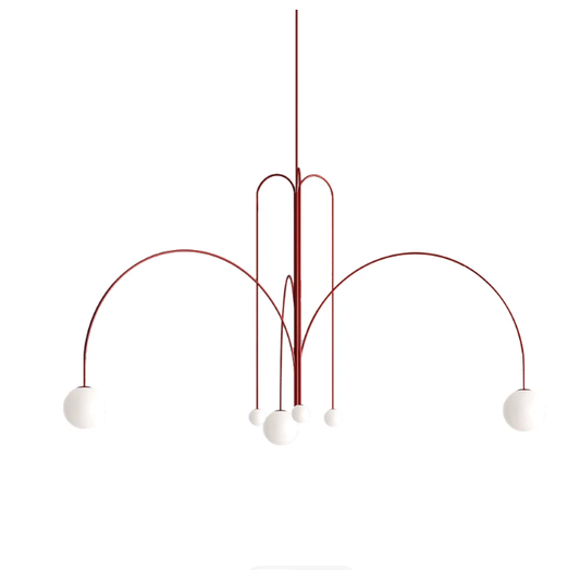 Organic art glass branch chandelier with wide sculptural frame