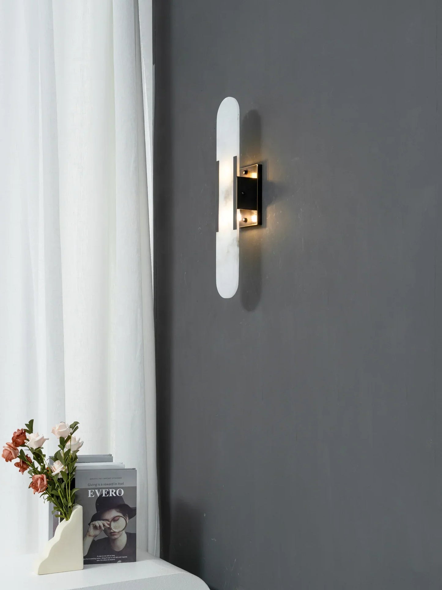 Alabaster Wall Lamp natural stone texture close-up