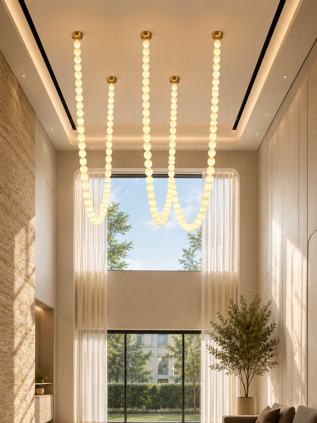Designer multi-globe alabaster ceiling light