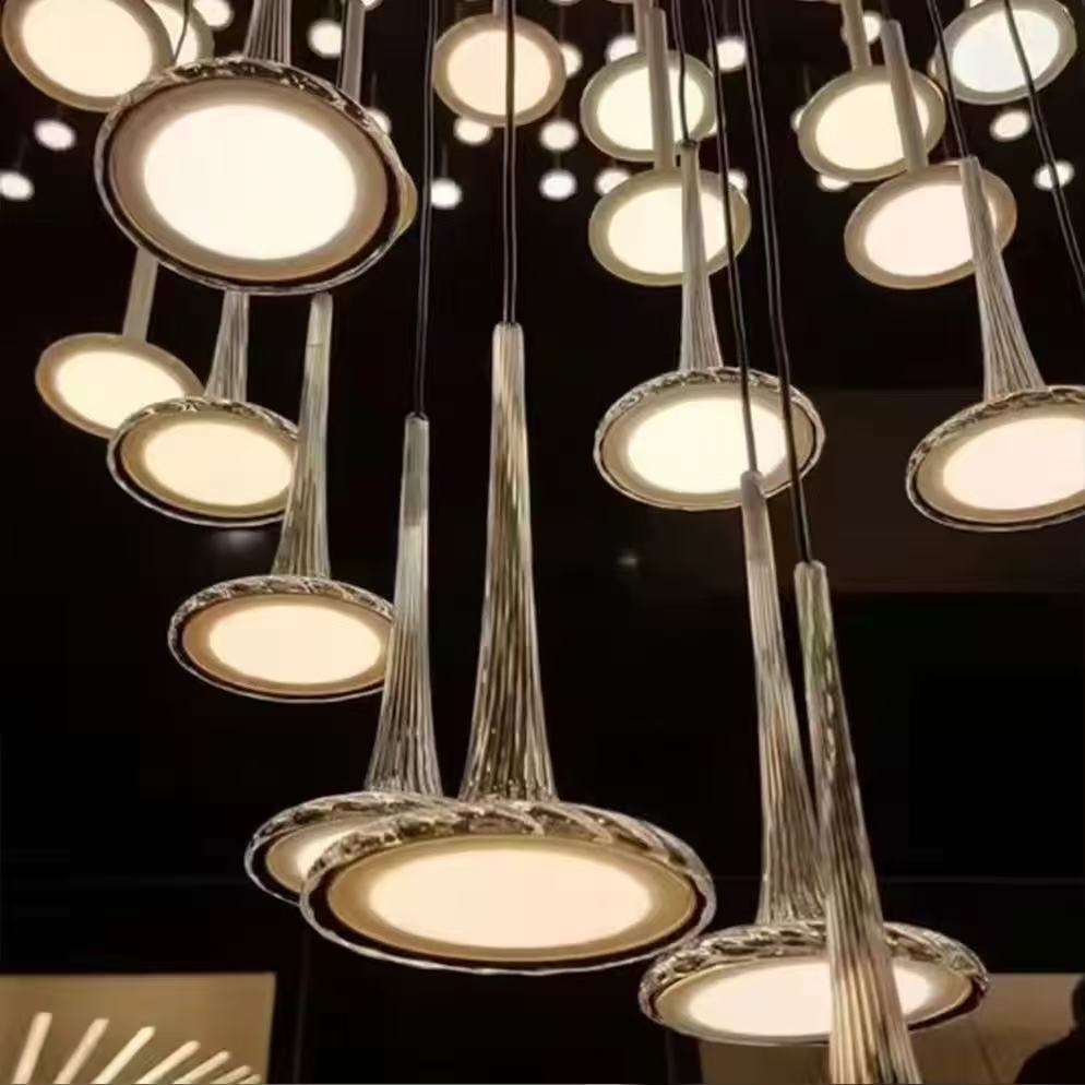 Custom White Acrylic LED Dot Hanging Chandelier