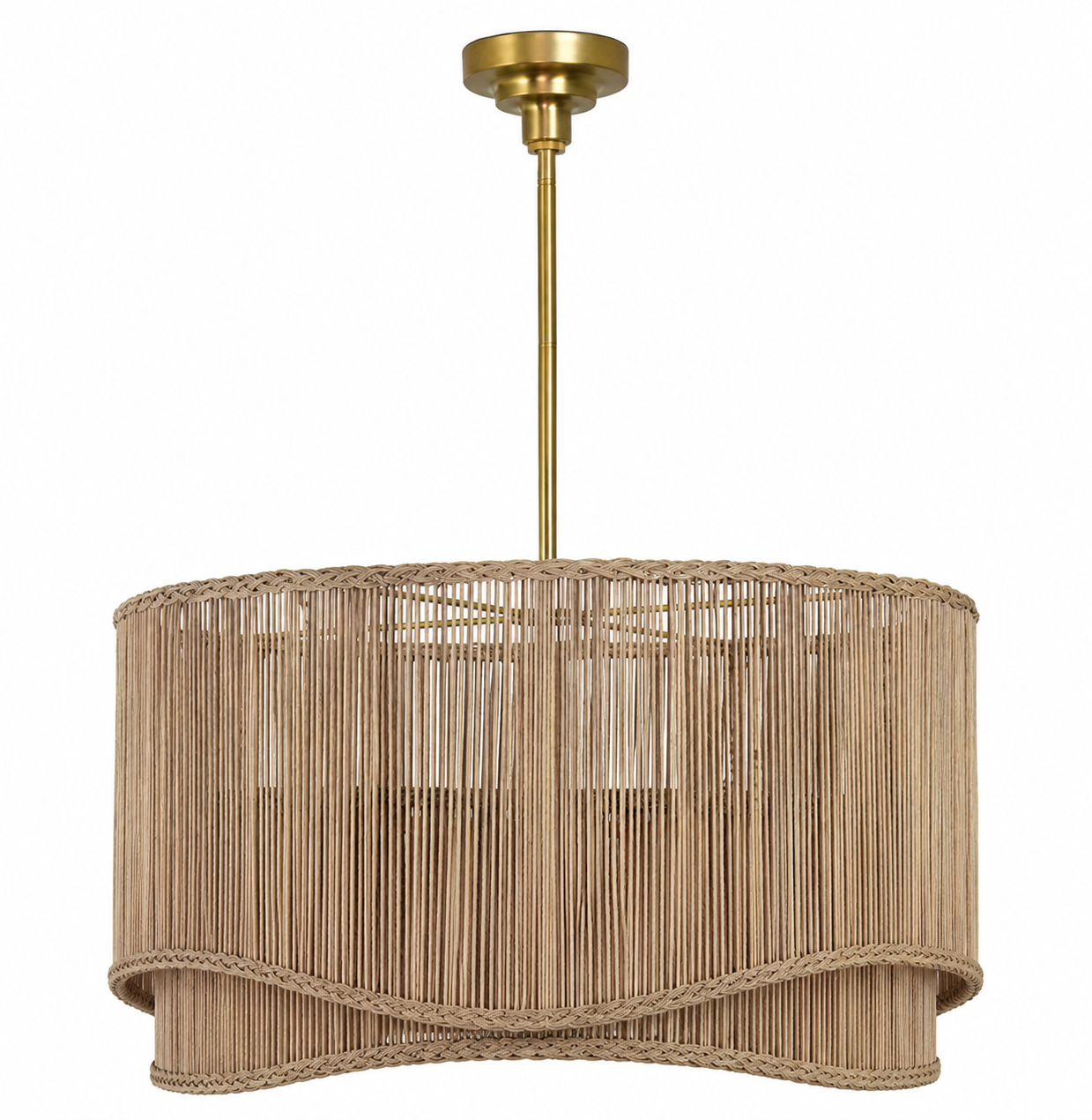 Coastal Hand-Woven Rattan Chandelier
