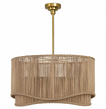 Coastal Hand-Woven Rattan Chandelier
