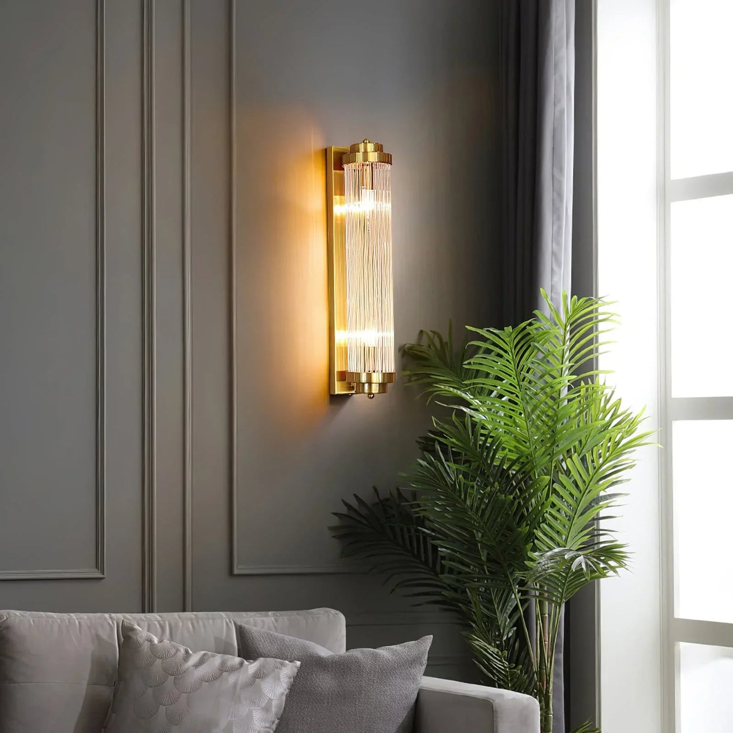 Pillar Offset Wall Lamp installed Dubai bedroom wall