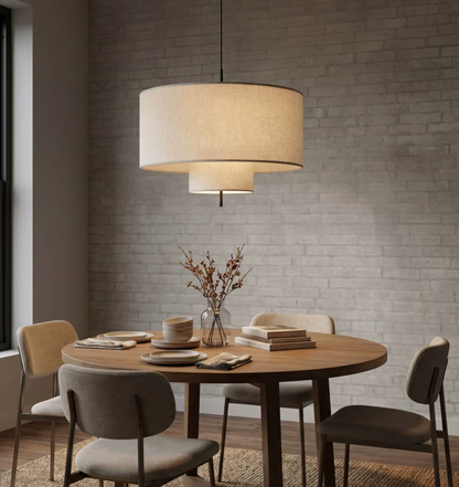 Lino Tiered Linen Drum Pendant