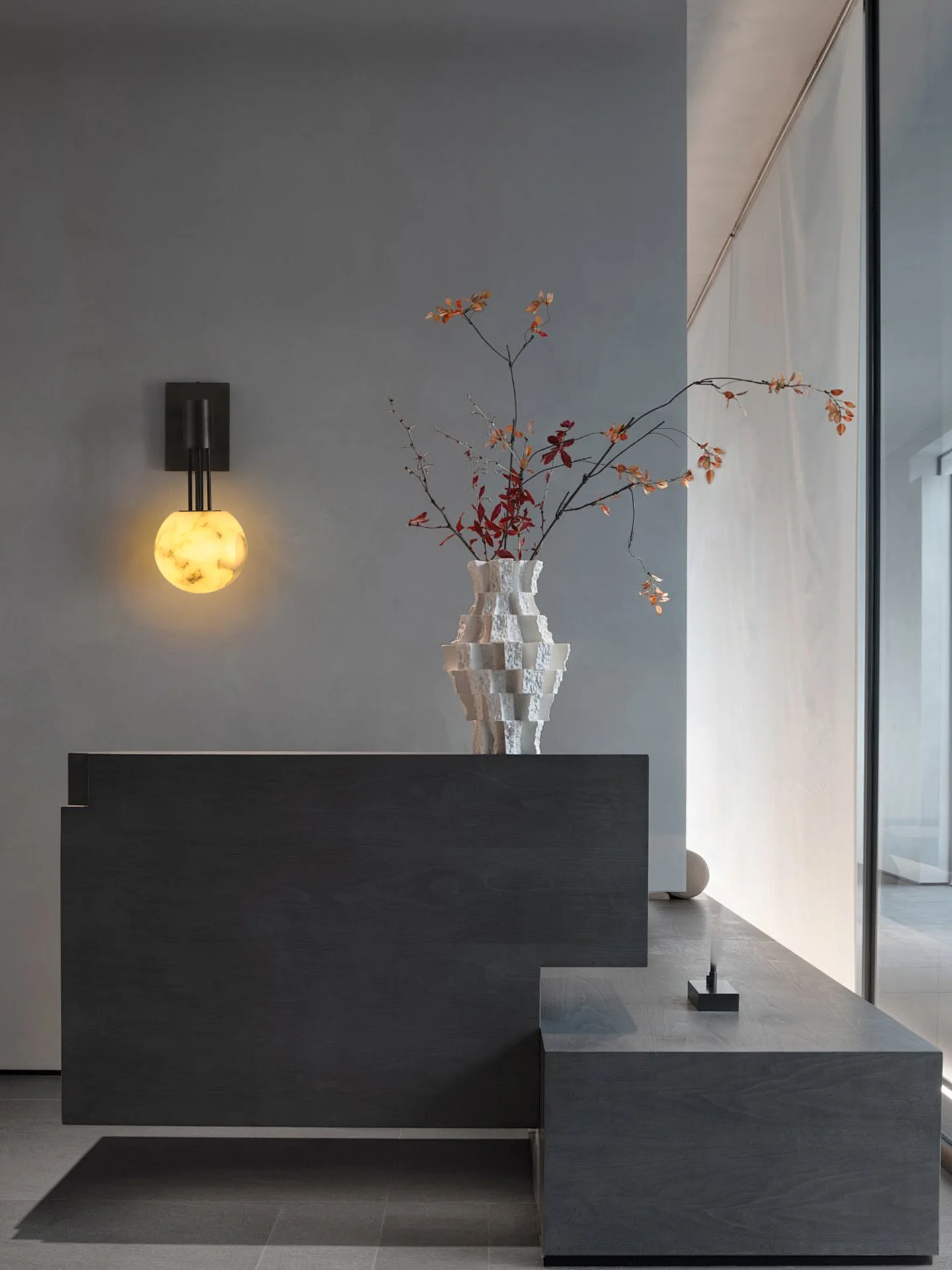 The Volterra Alabaster Orb Sconce