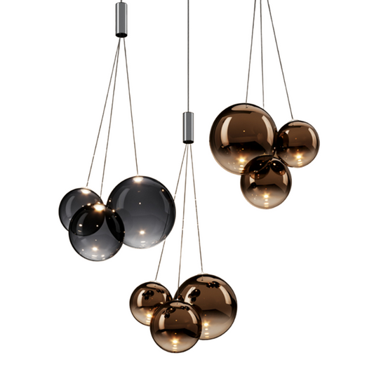Random glass globe cluster pendant light