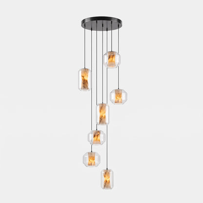 Alabaster Glass Cylinder Pendant Light
