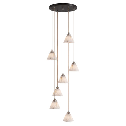 Conical Alabaster Brass Pendant Lamp