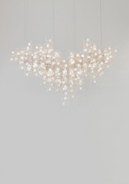 Custom Dandelion Cube LED Lobby Chandelier