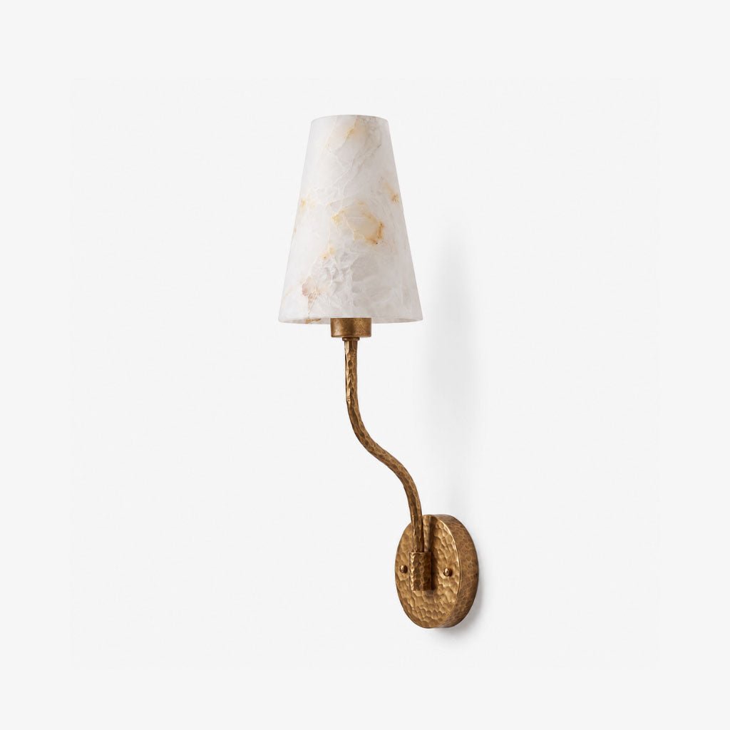 Corwin Hammered Brass Cone Alabaster Sconce