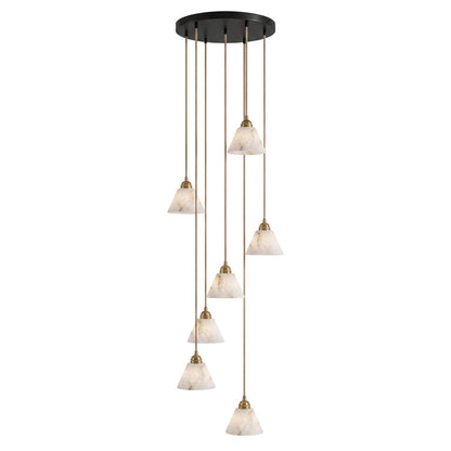 Conical Alabaster Brass Pendant Lamp