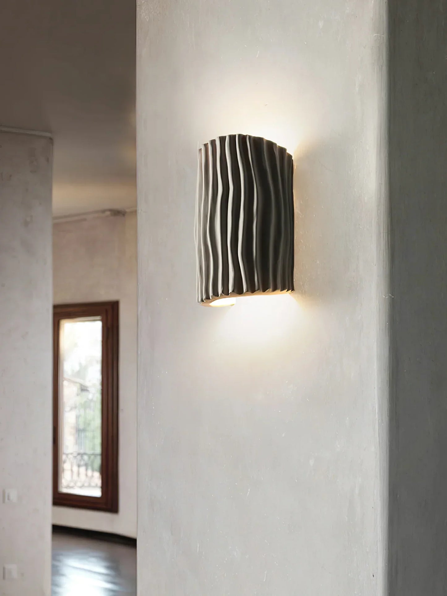 Pleated Resin Wall Lamp resin texture close-up