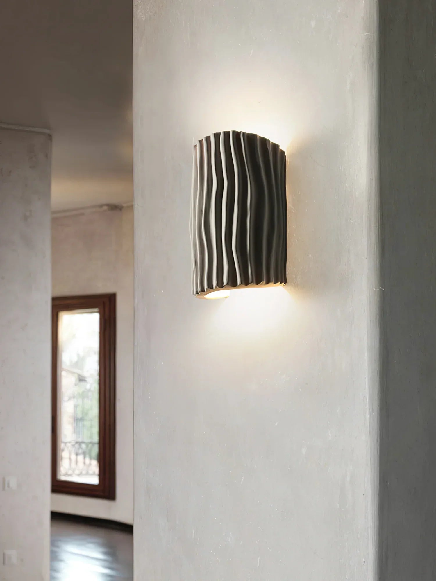 Pleated Resin Wall Lamp resin texture close-up