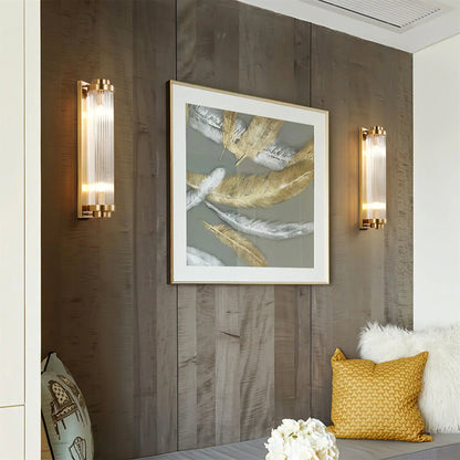 Pillar Offset Wall Lamp gold LED column detail