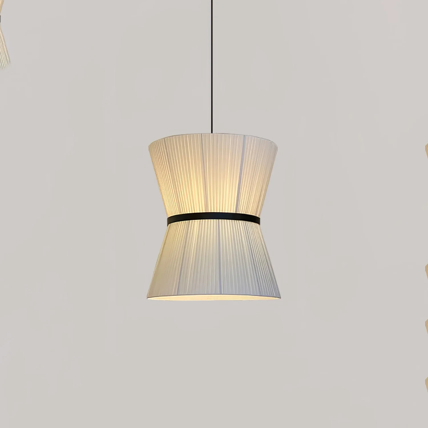 Pleated Linen Hourglass Pendant Light