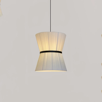 Pleated Linen Hourglass Pendant Light