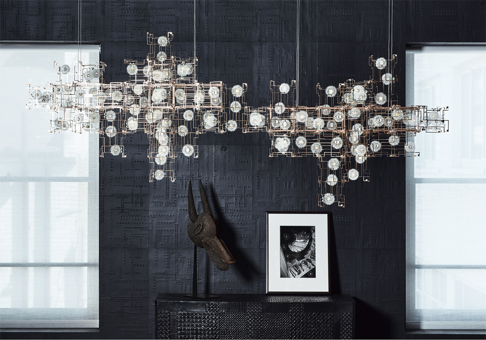 Custom Dandelion Cube LED Lobby Chandelier