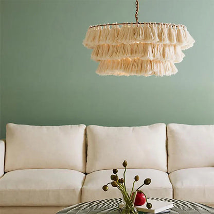 Multicolor Tassel Chandelier E27 bulb holder detail