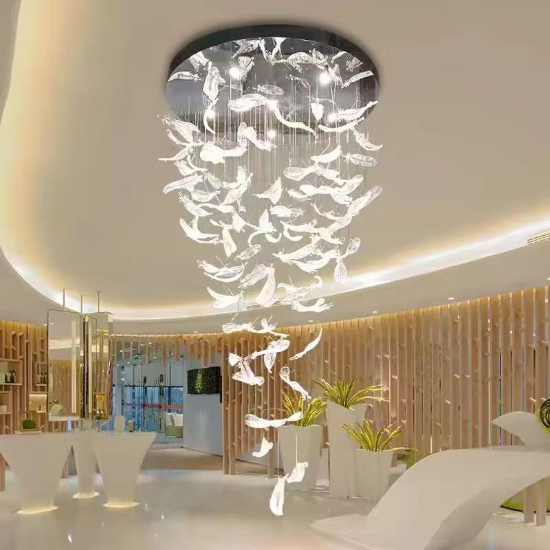 Modern Large Wicker Crystal LED Chandelier Pendant Light