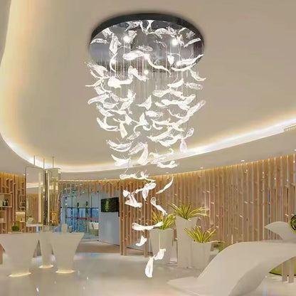 Modern Large Wicker Crystal LED Chandelier Pendant Light