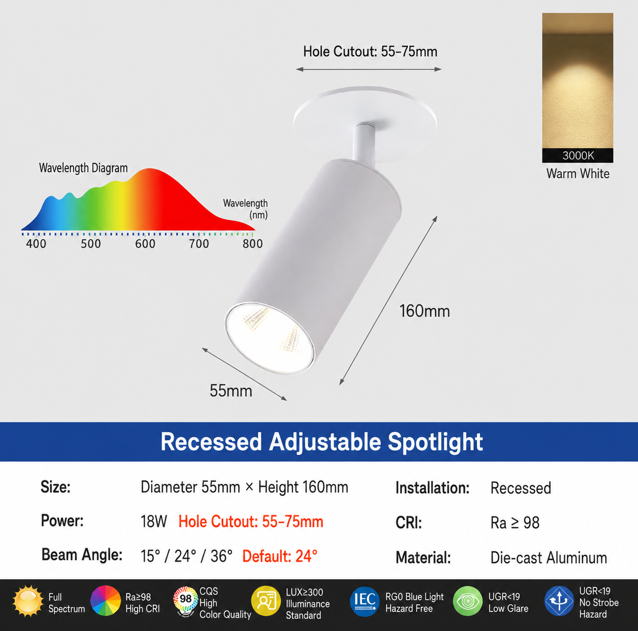 Smart Adjustable Gimbal Recessed Spotlight