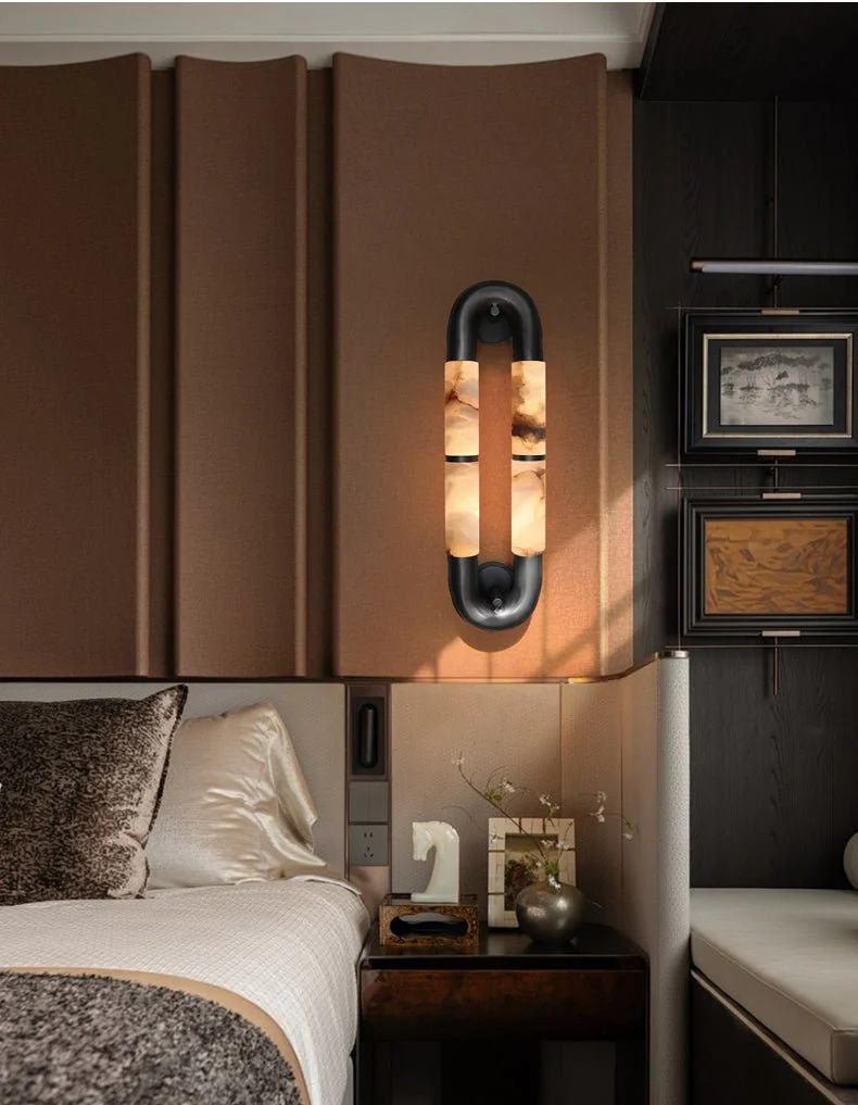 The Volterra Dual-Crescent Alabaster Sconce