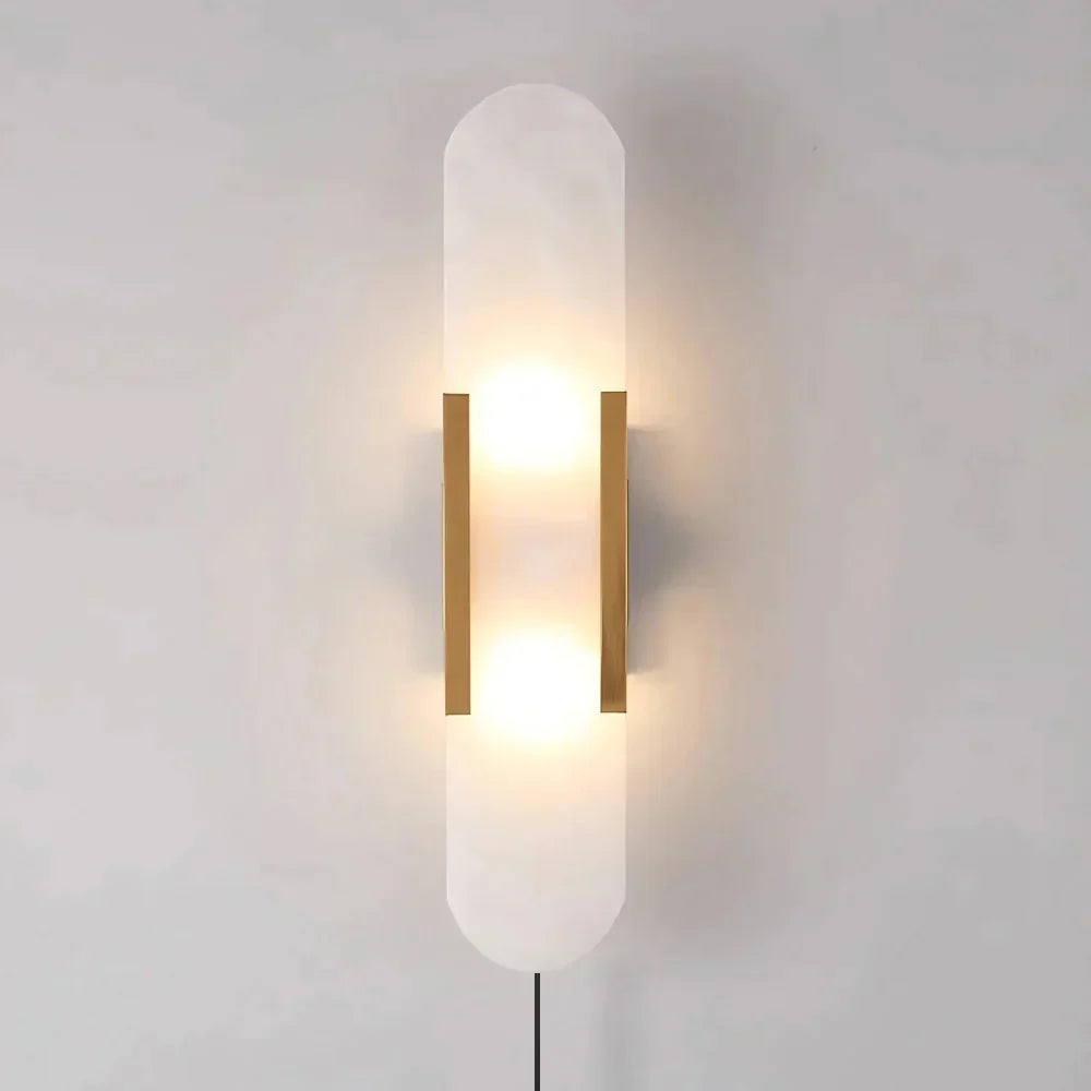 Geometric Harmony Alabaster Plug In Wall Lamp