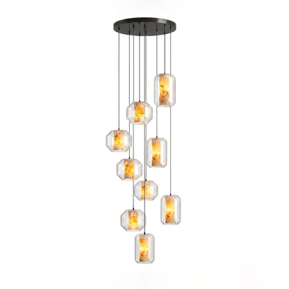 Alabaster Glass Cylinder Pendant Light