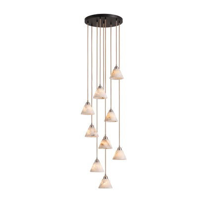 Conical Alabaster Brass Pendant Lamp