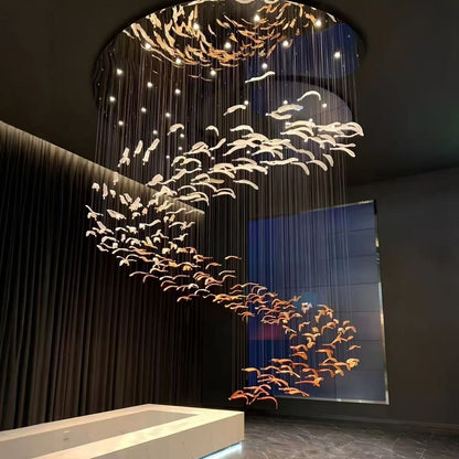 Modern Large Wicker Crystal LED Chandelier Pendant Light
