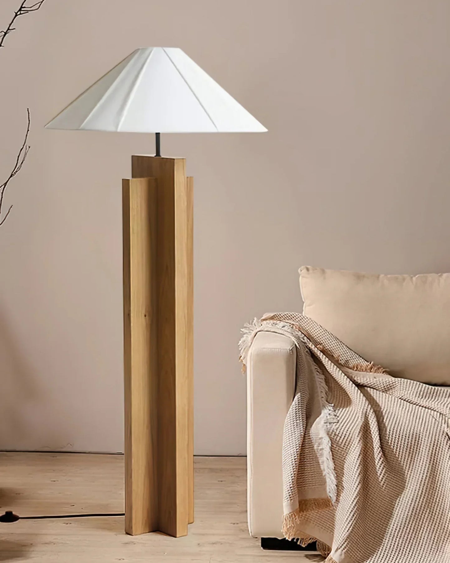 Meridian Crossbase Wood Floor Lamp
